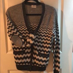 Madewell chevron cardigan elbow patches M